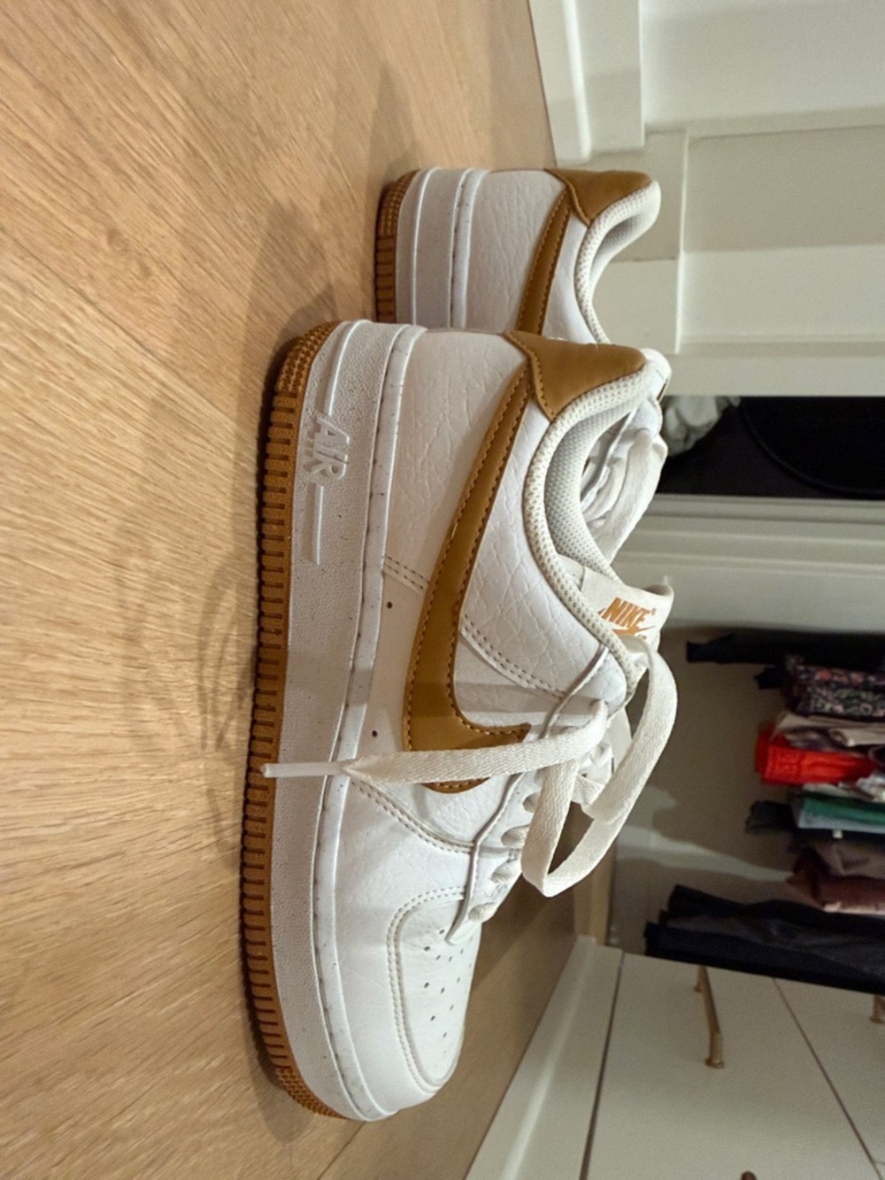 Nike Low Top Sneakers White with Tan Accents